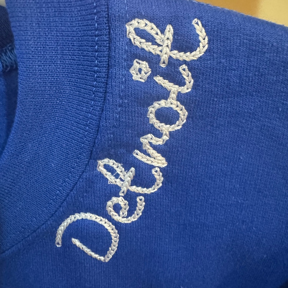 Blue Sweatshirt with Detroit Script & Football Lions - Picture 2 of 4